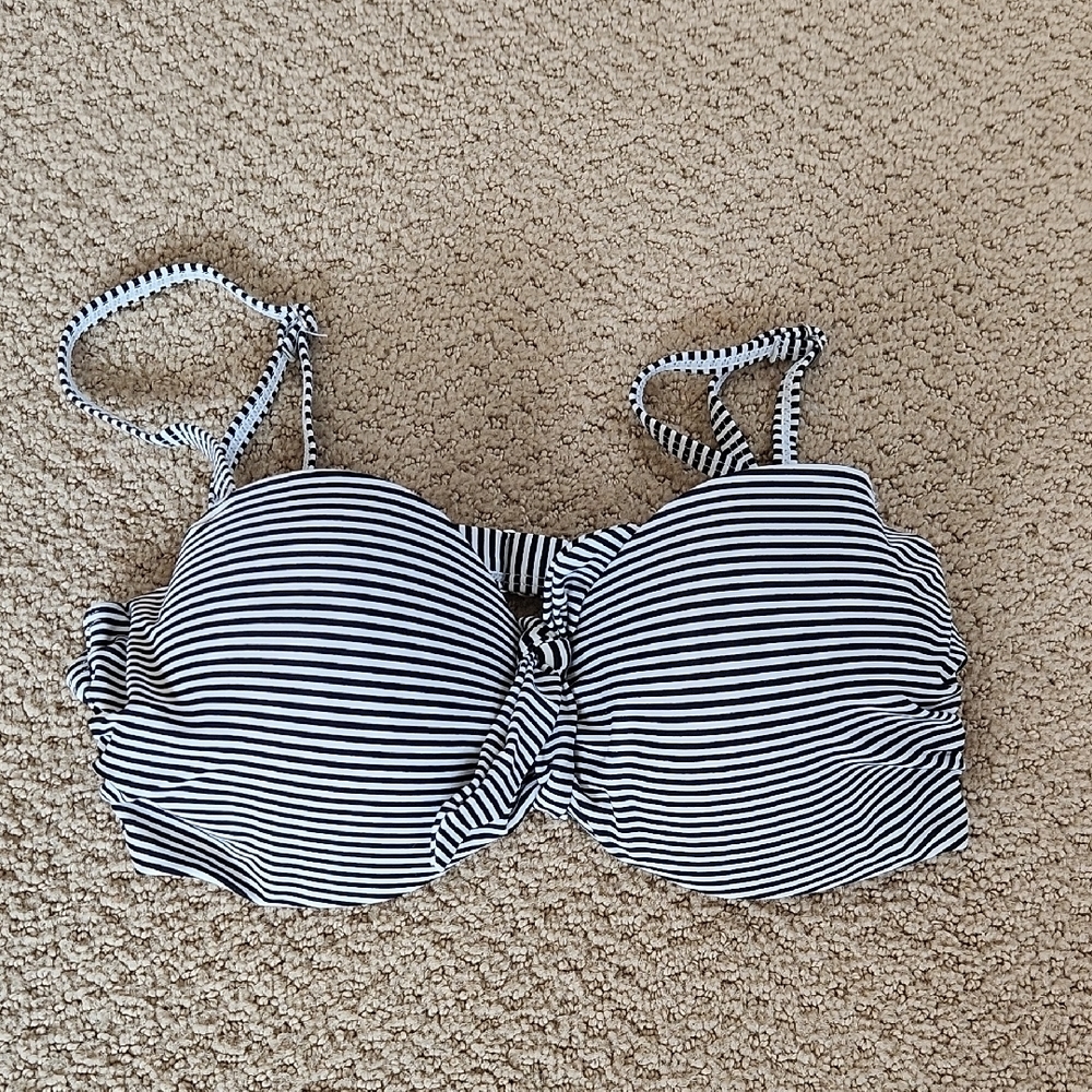 Striped Black and White Bikini Top